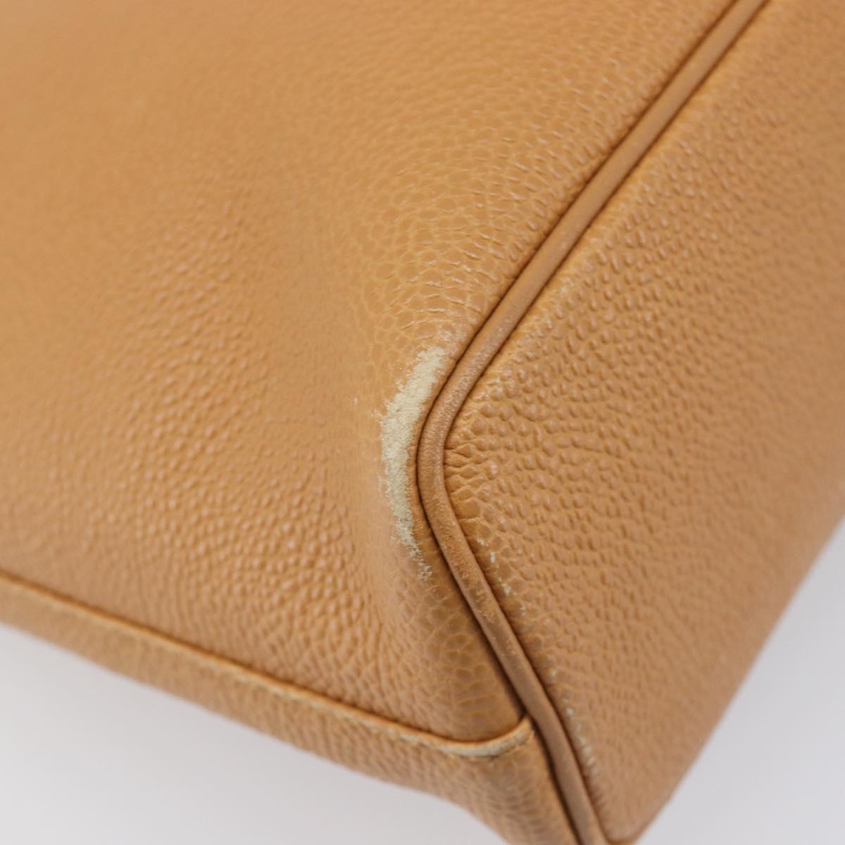 BURBERRY Hand Bag Leather Beige Gold Auth 201376