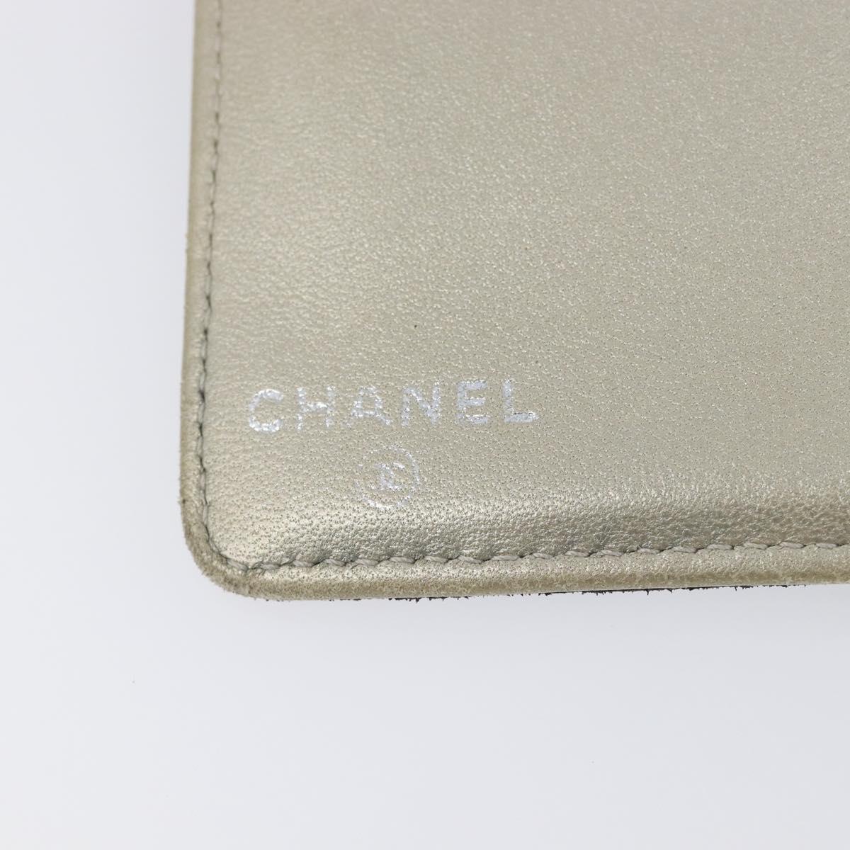 CHANEL Icon Line COCO Mark Long Wallet Leather Black Silver CC Auth 201385