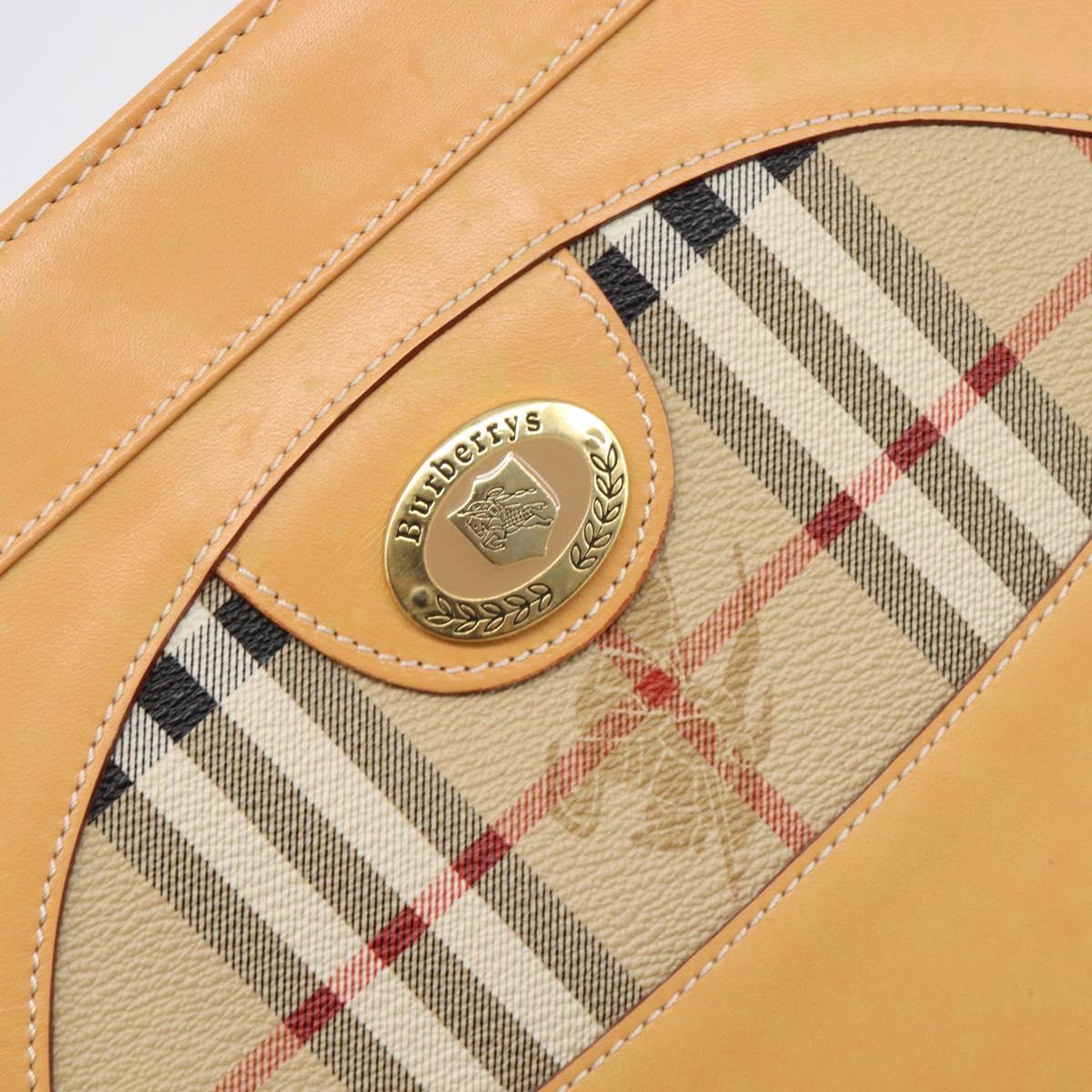 Burberrys Nova Check Shoulder Bag Leather Beige Gold Auth 201388