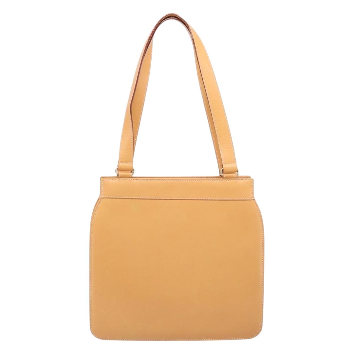 Burberrys Nova Check Shoulder Bag Leather Beige Gold Auth 201388