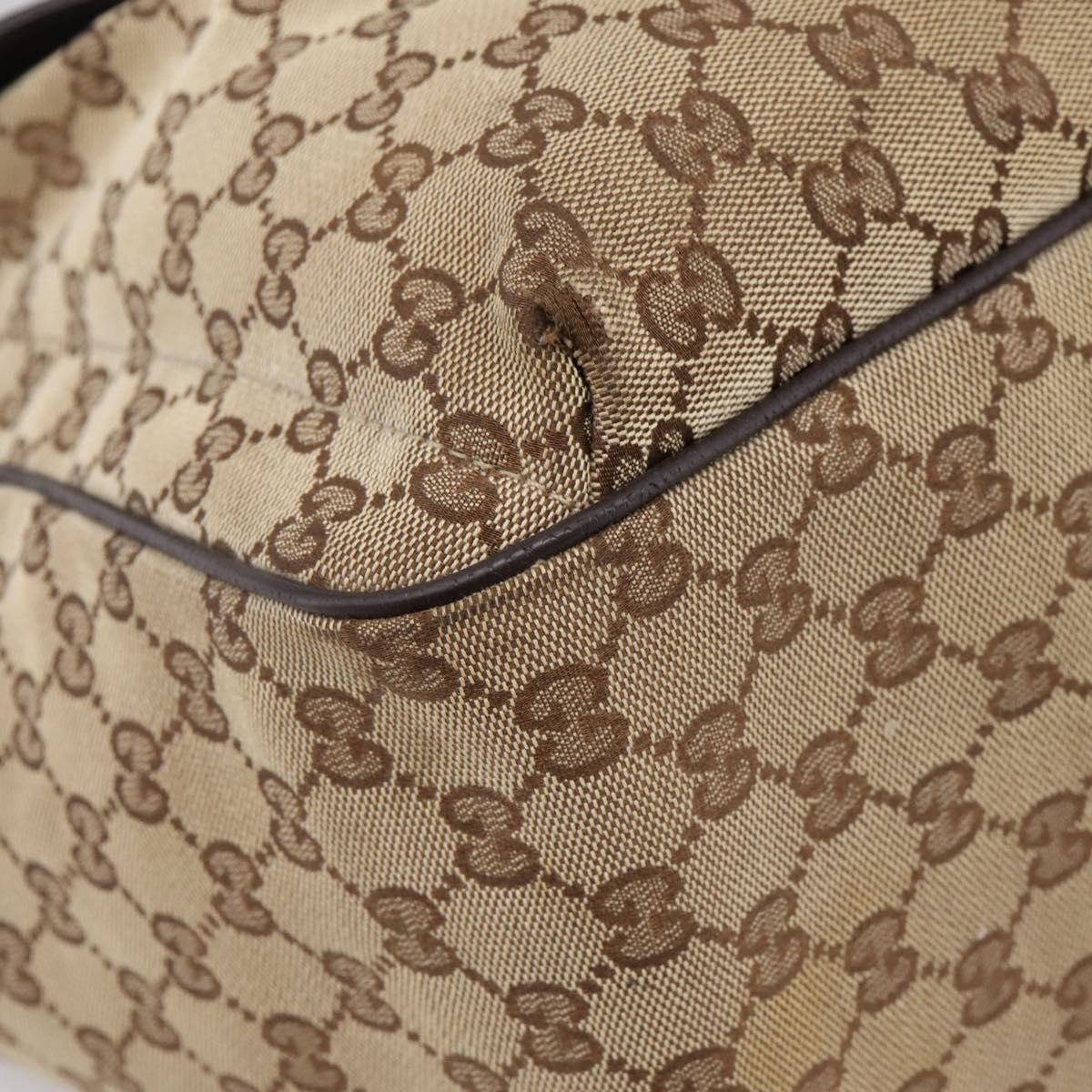 GUCCI GG Canvas Web Sherry Line Tote Bag Beige Silver 161836 Auth 201390A