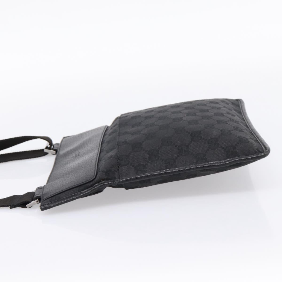 GUCCI GG Canvas Shoulder Bag Black Silver 27639 Auth 201392A
