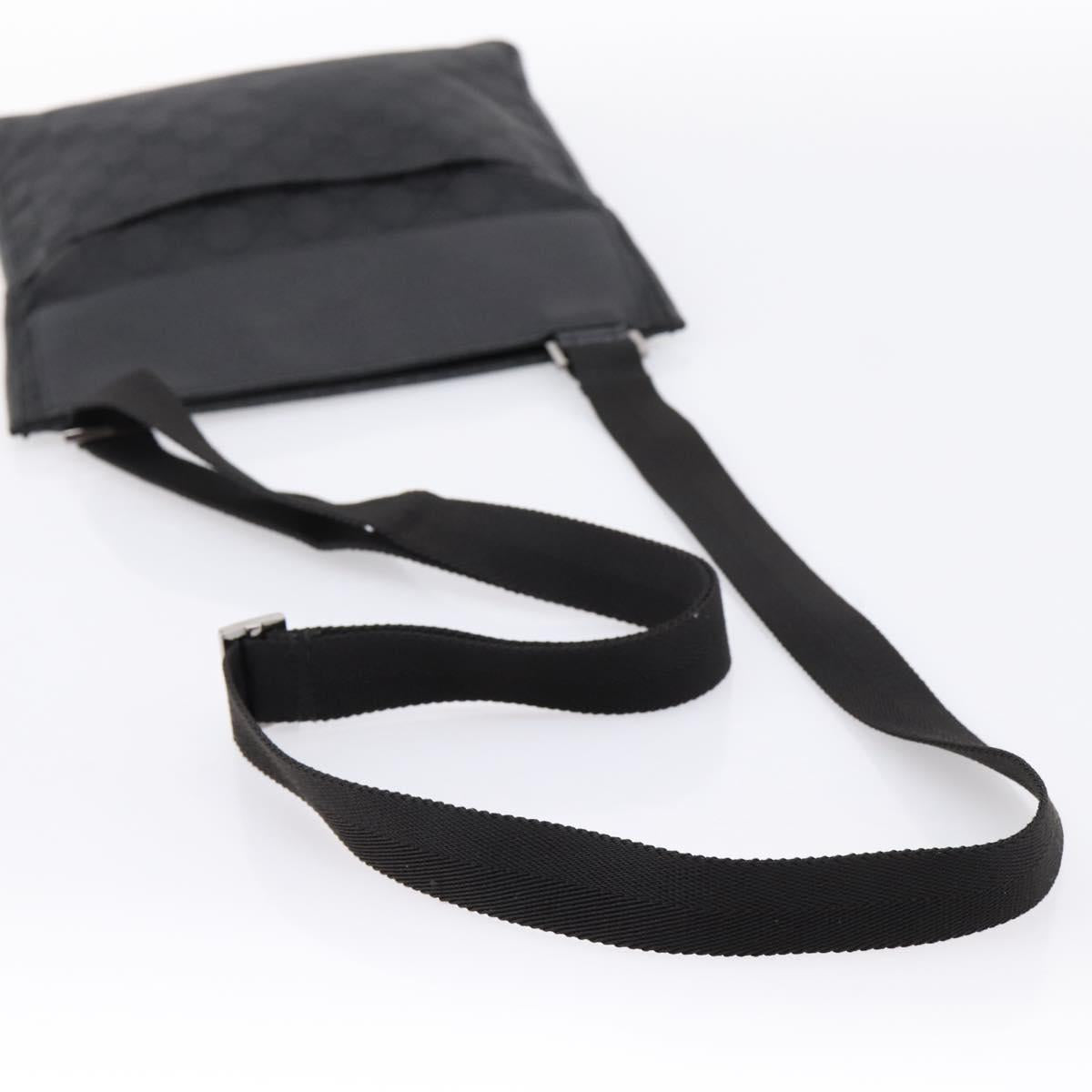 GUCCI GG Canvas Shoulder Bag Black Silver 27639 Auth 201392A