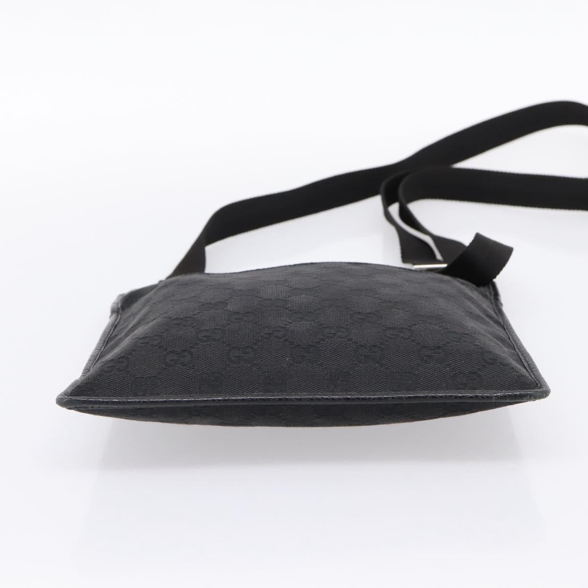 GUCCI GG Canvas Shoulder Bag Black Silver 27639 Auth 201392A