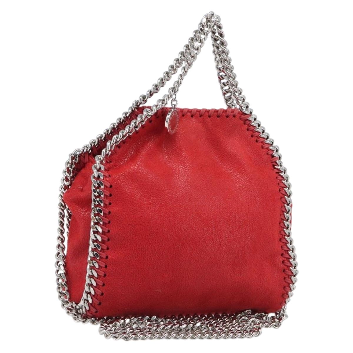 Stella MacCartney Falabella Chain Hand Bag Polyester 2way Red Auth 201393A