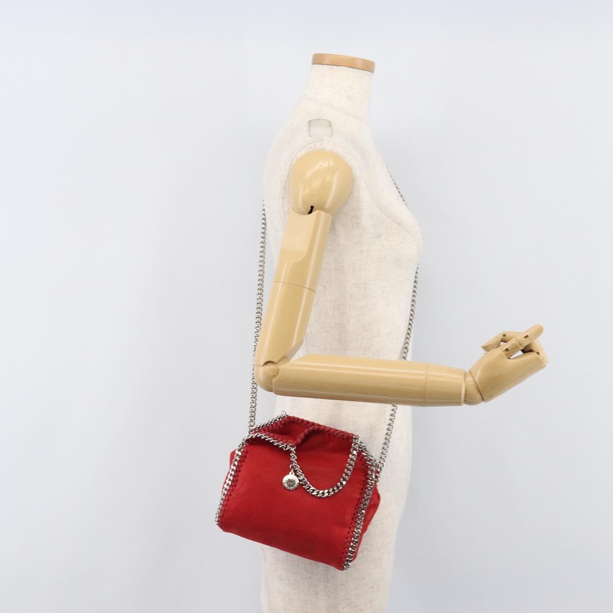 Stella MacCartney Falabella Chain Hand Bag Polyester 2way Red Auth 201393A
