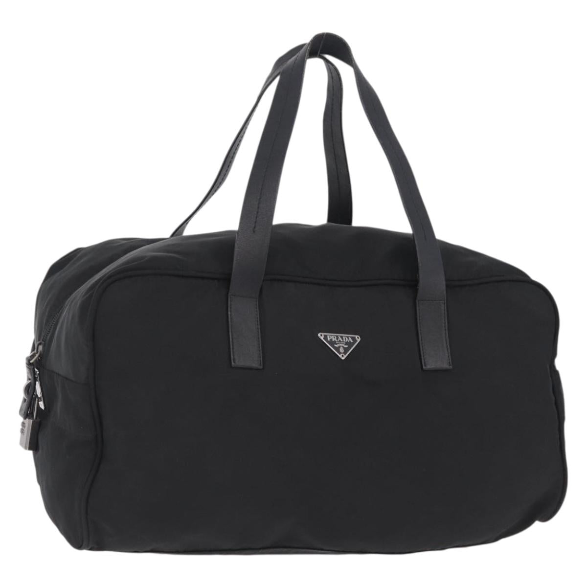 PRADA Hand Bag Nylon Black Silver Auth 201394A