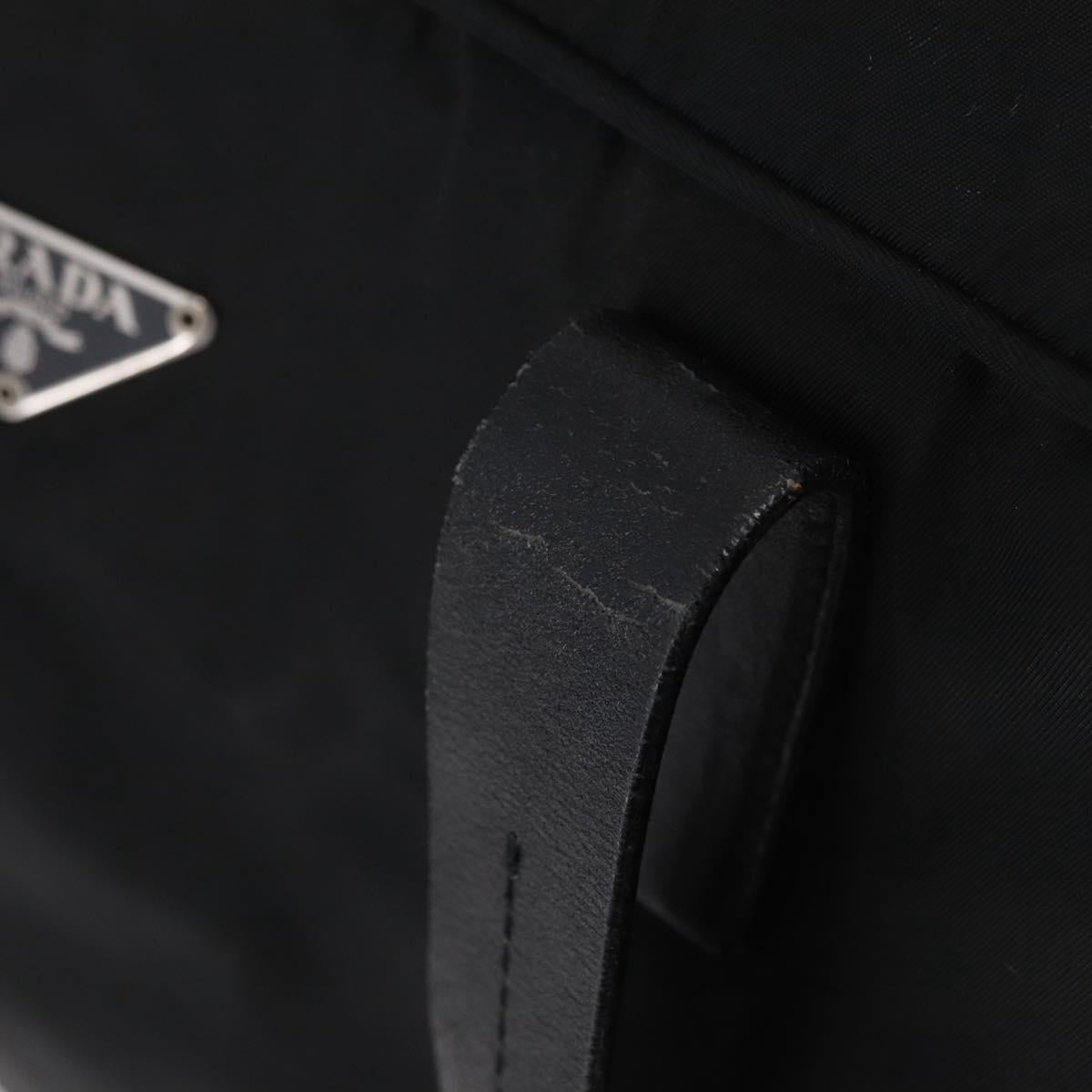 PRADA Hand Bag Nylon Black Silver Auth 201394A