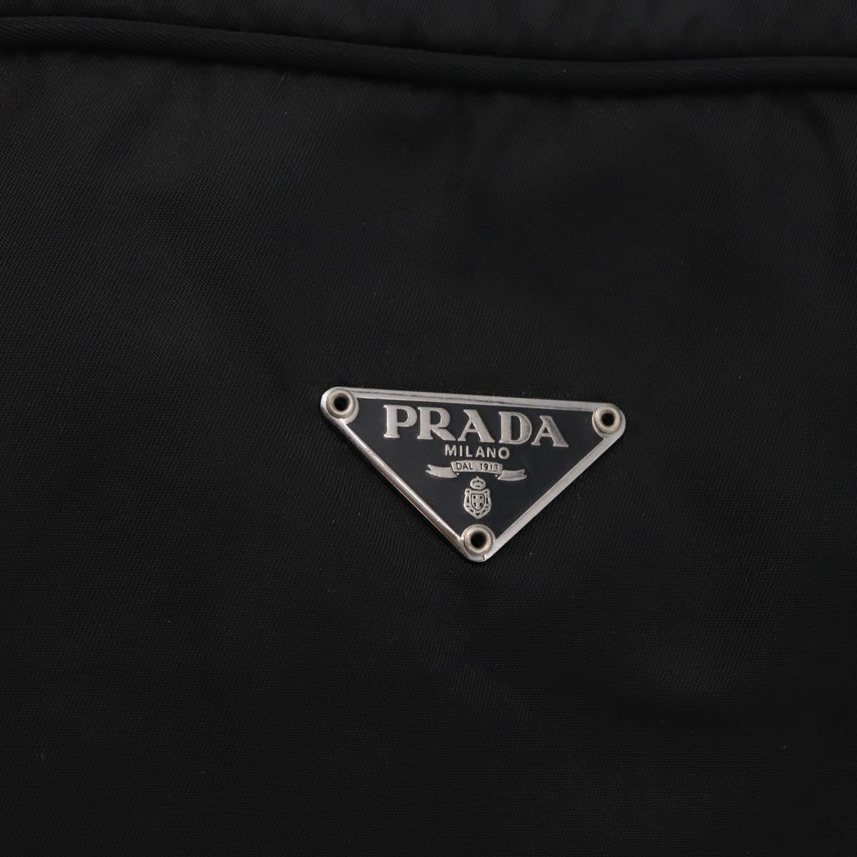 PRADA Hand Bag Nylon Black Silver Auth 201394A
