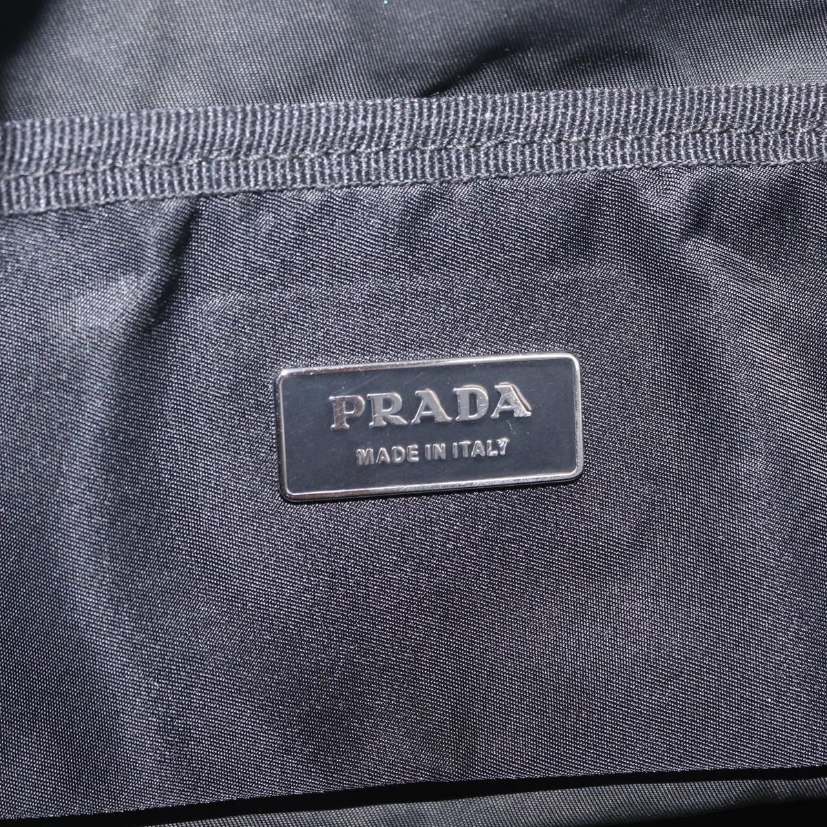 PRADA Hand Bag Nylon Black Silver Auth 201394A