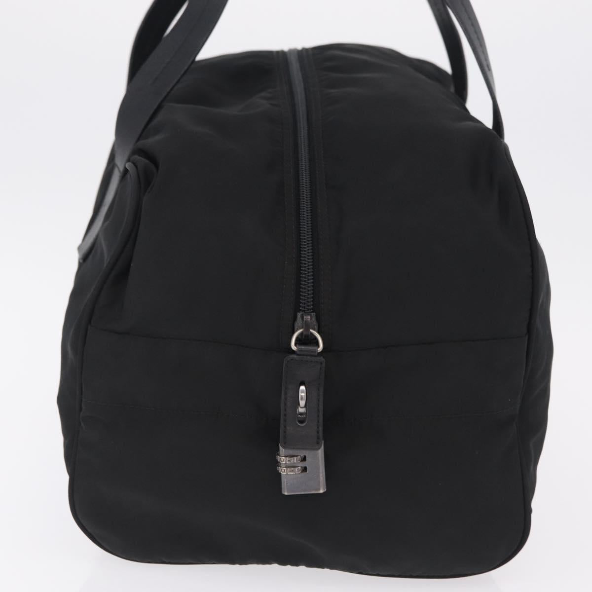PRADA Hand Bag Nylon Black Silver Auth 201394A