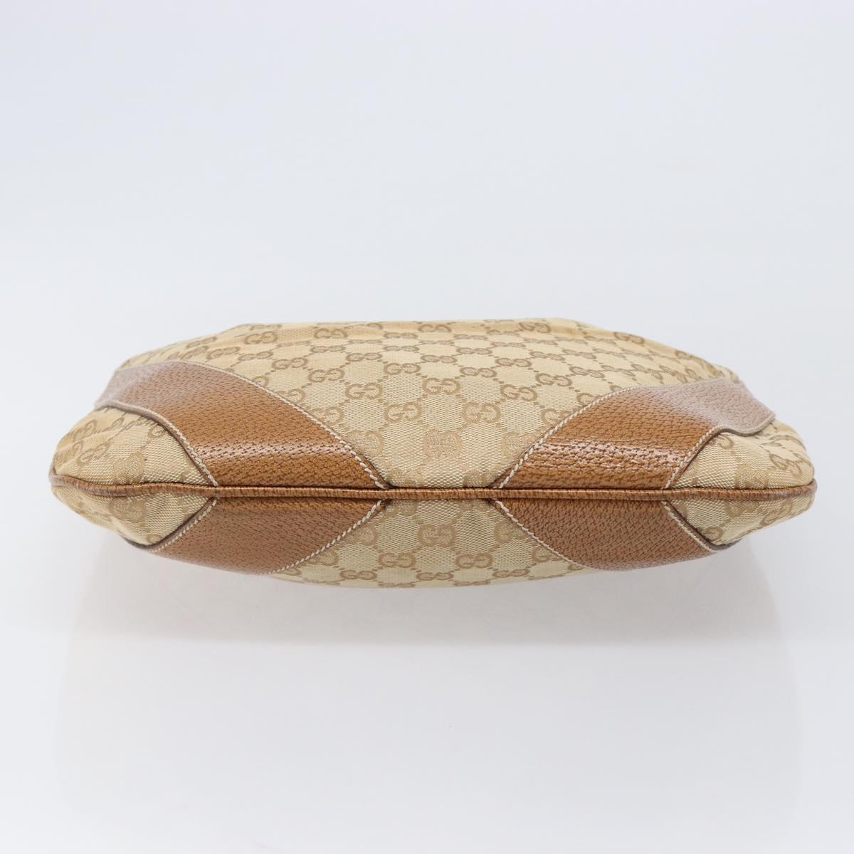 GUCCI GG Canvas Shoulder Bag Beige Silver 124357 Auth 201398