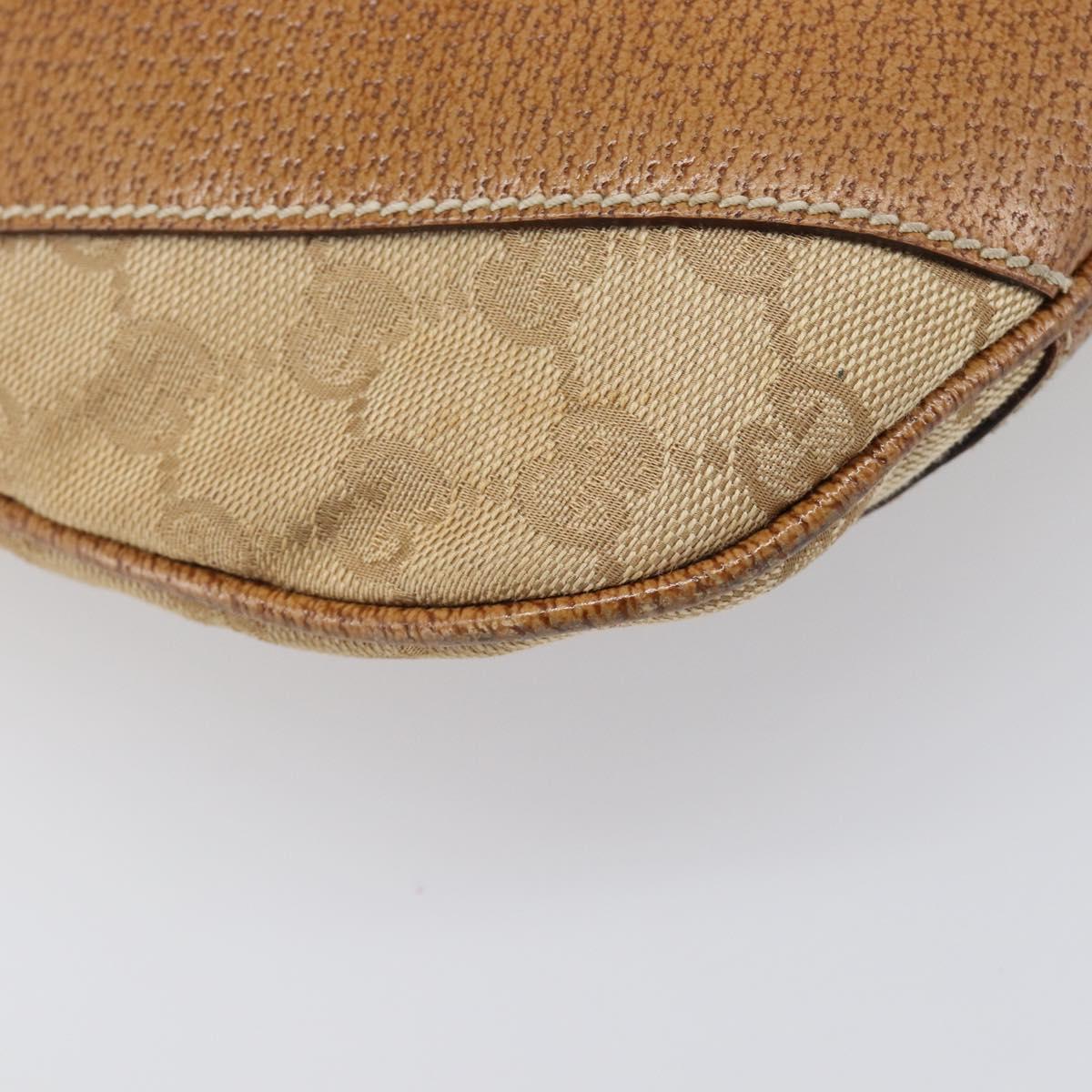 GUCCI GG Canvas Shoulder Bag Beige Silver 124357 Auth 201398