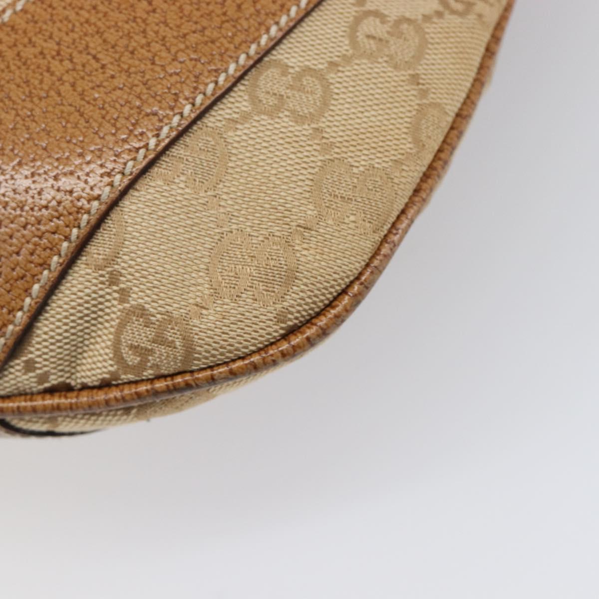 GUCCI GG Canvas Shoulder Bag Beige Silver 124357 Auth 201398
