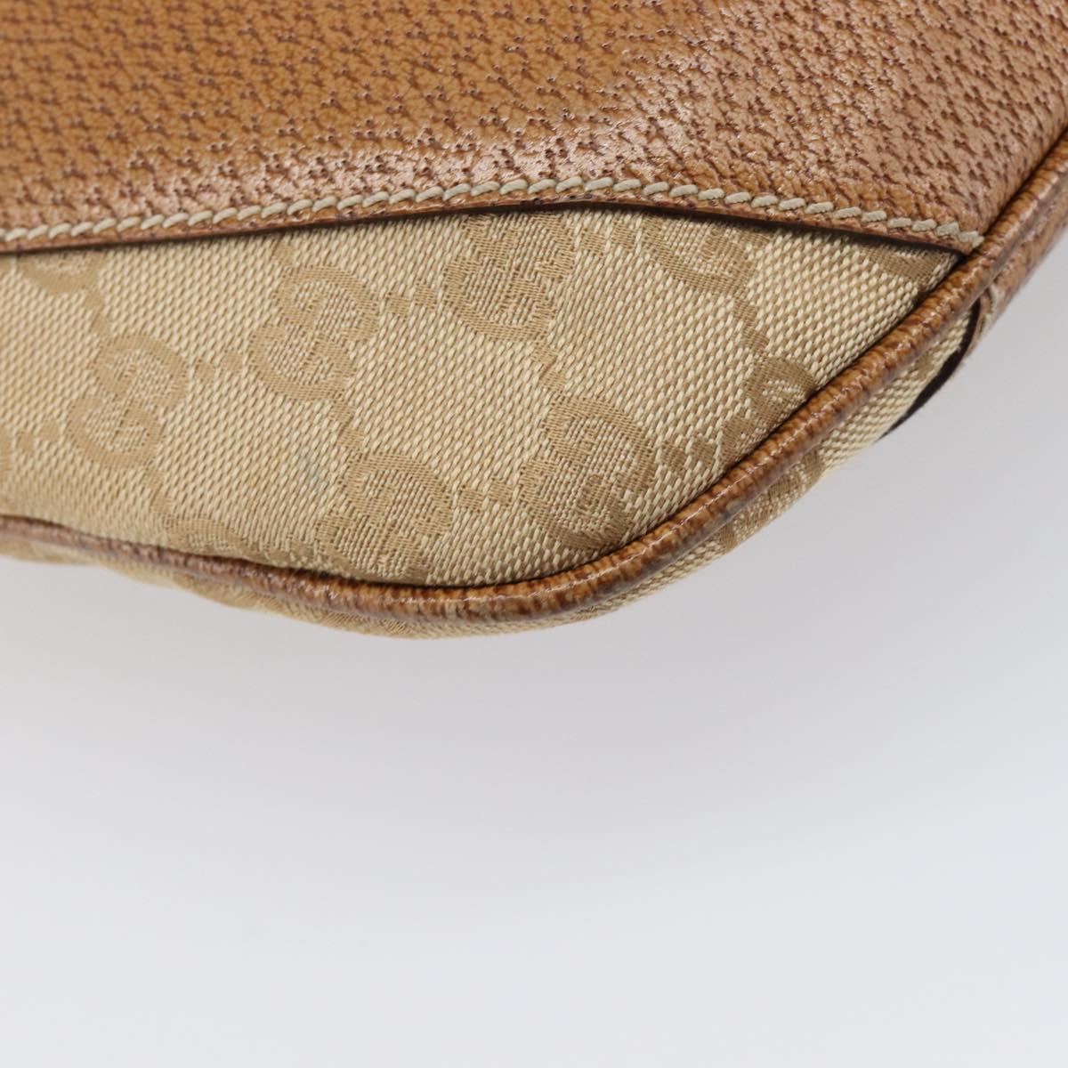 GUCCI GG Canvas Shoulder Bag Beige Silver 124357 Auth 201398