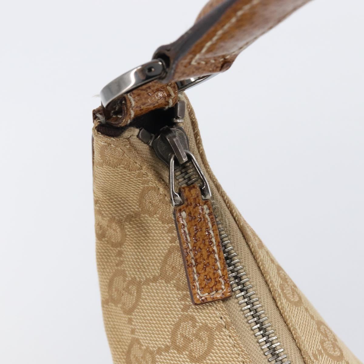 GUCCI GG Canvas Shoulder Bag Beige Silver 124357 Auth 201398