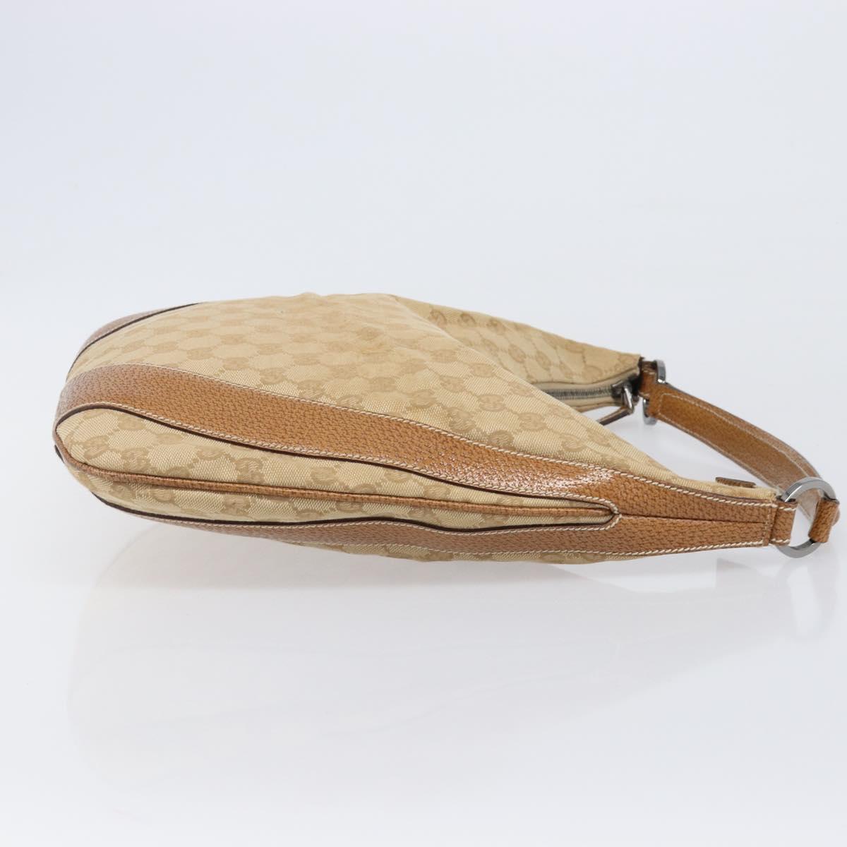 GUCCI GG Canvas Shoulder Bag Beige Silver 124357 Auth 201398