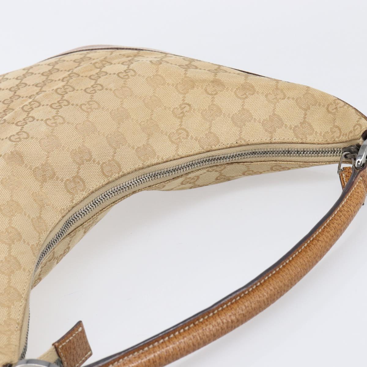 GUCCI GG Canvas Shoulder Bag Beige Silver 124357 Auth 201398