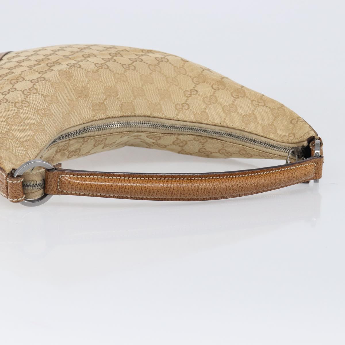 GUCCI GG Canvas Shoulder Bag Beige Silver 124357 Auth 201398
