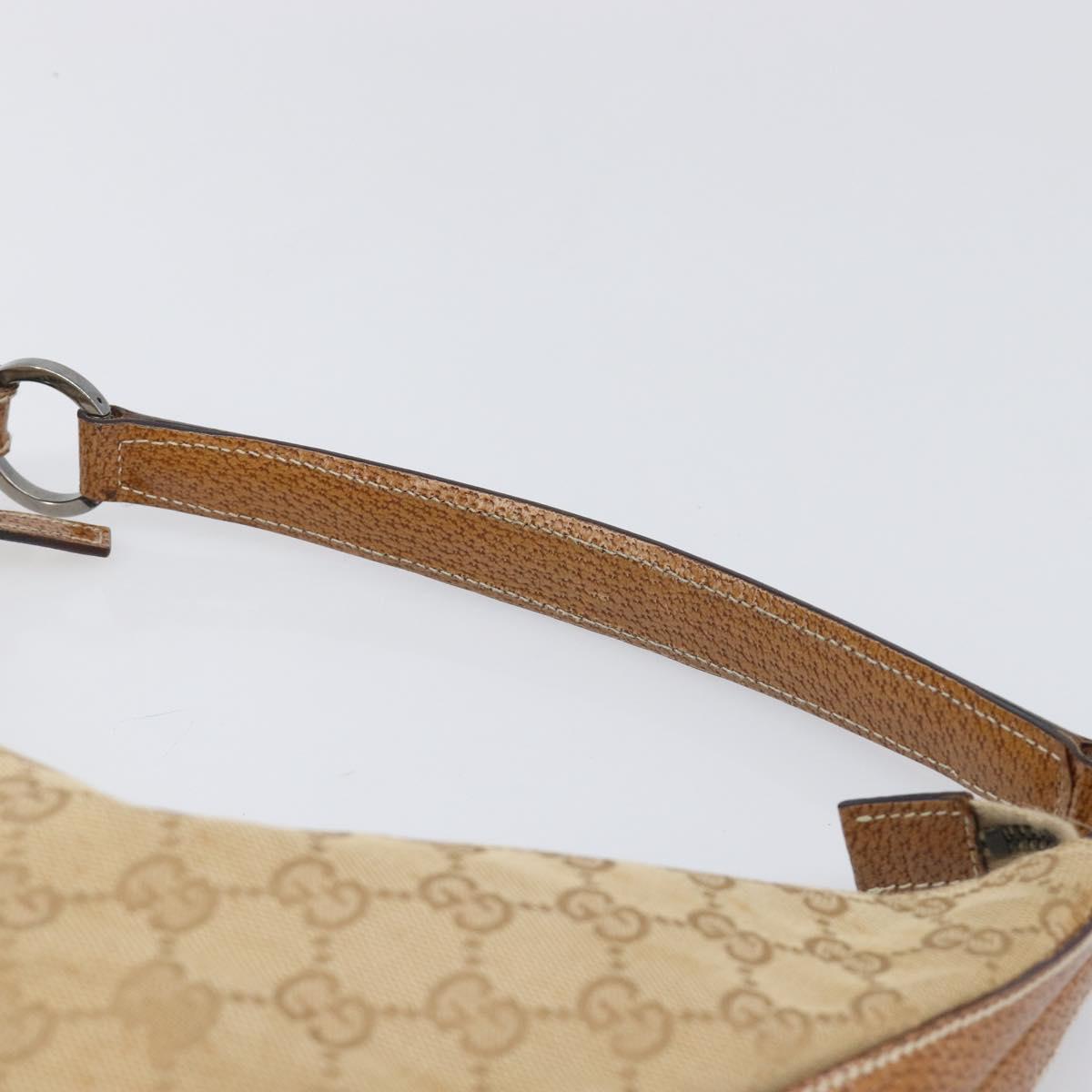 GUCCI GG Canvas Shoulder Bag Beige Silver 124357 Auth 201398