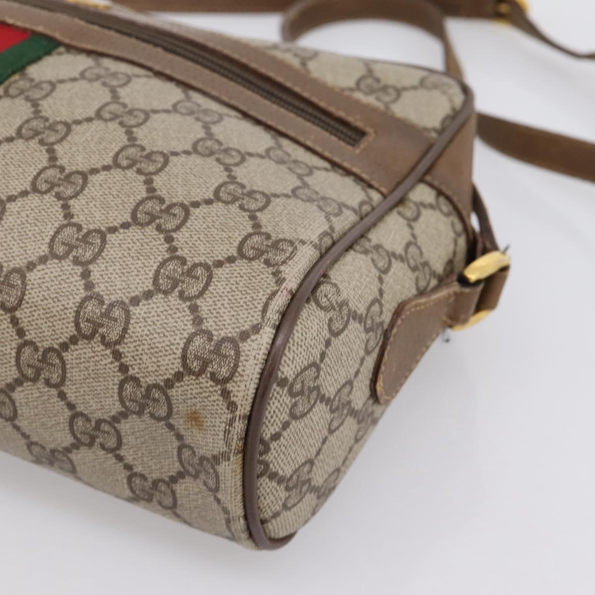 GUCCI GG Supreme Web Sherry Line Shoulder Bag PVC Beige 56 02 005 Auth 201400