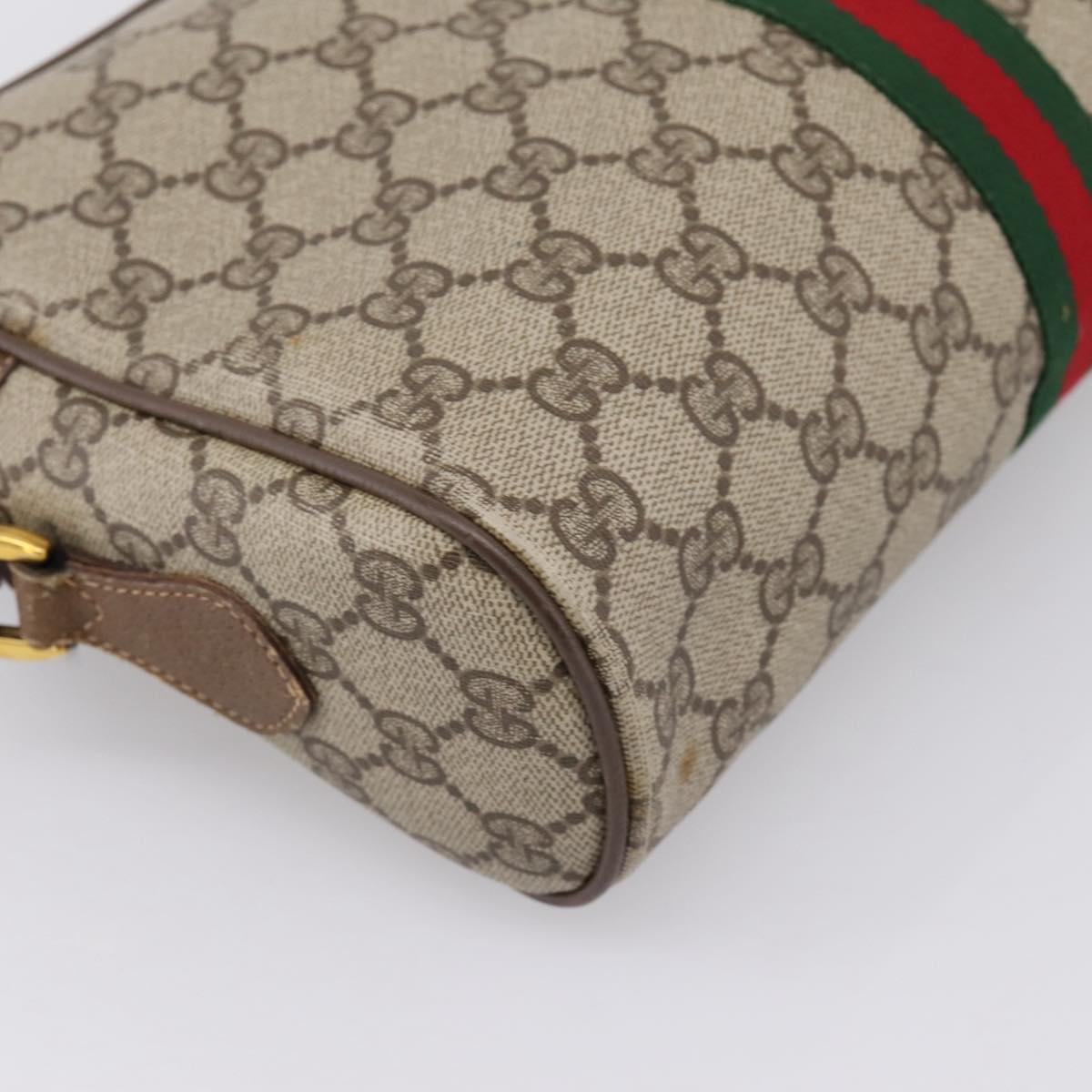 GUCCI GG Supreme Web Sherry Line Shoulder Bag PVC Beige 56 02 005 Auth 201400