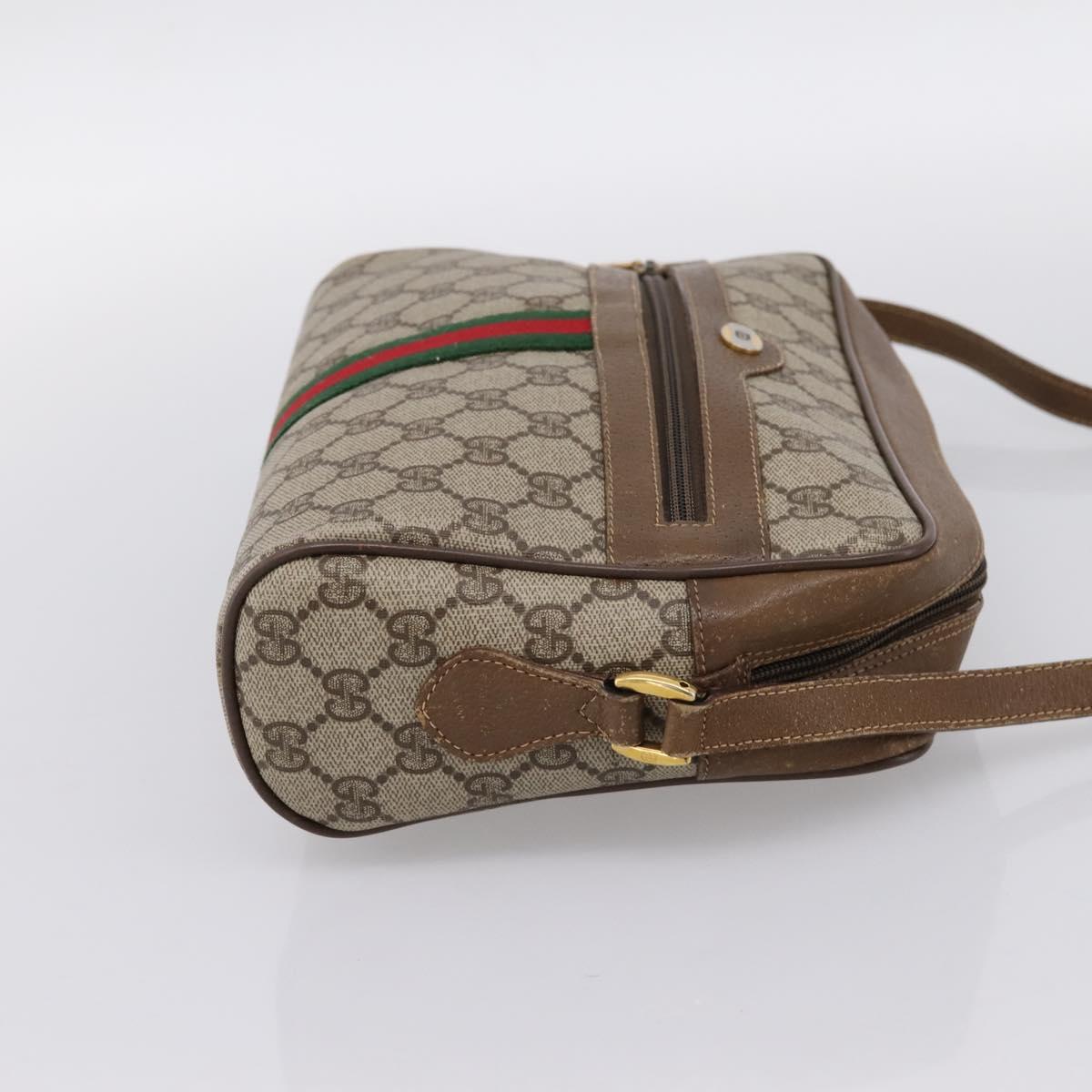 GUCCI GG Supreme Web Sherry Line Shoulder Bag PVC Beige 56 02 005 Auth 201400