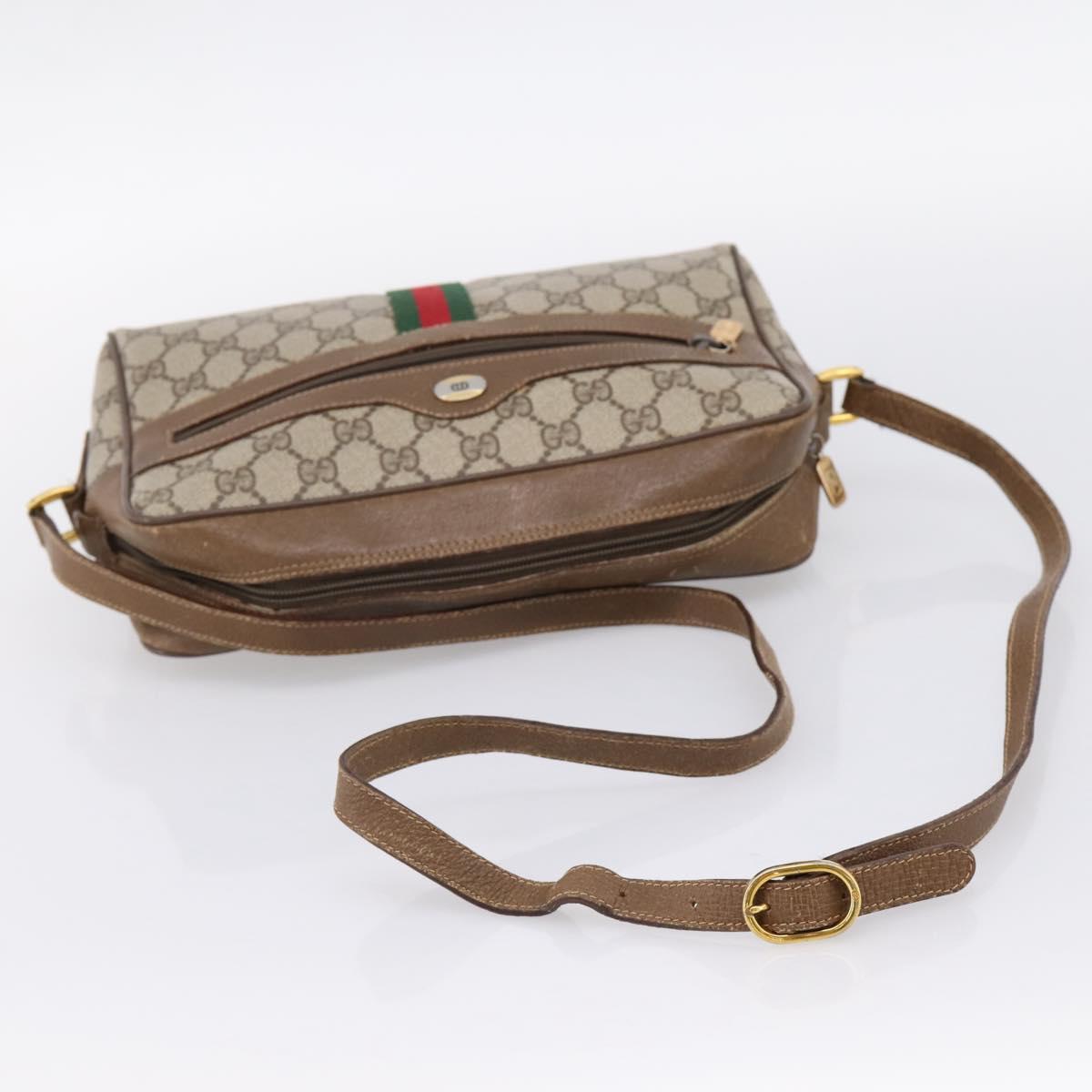 GUCCI GG Supreme Web Sherry Line Shoulder Bag PVC Beige 56 02 005 Auth 201400
