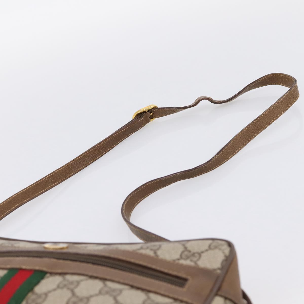 GUCCI GG Supreme Web Sherry Line Shoulder Bag PVC Beige 56 02 005 Auth 201400