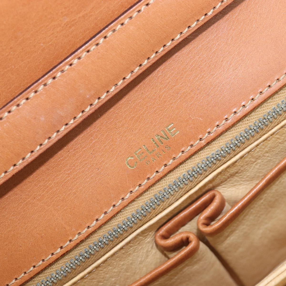 CELINE Macadam Shoulder Bag PVC Leather Brown Gold Tone Auth 201403A