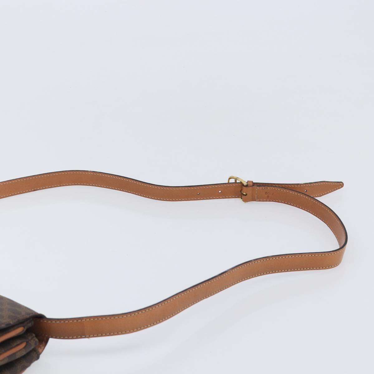 CELINE Macadam Shoulder Bag PVC Leather Brown Gold Tone Auth 201403A