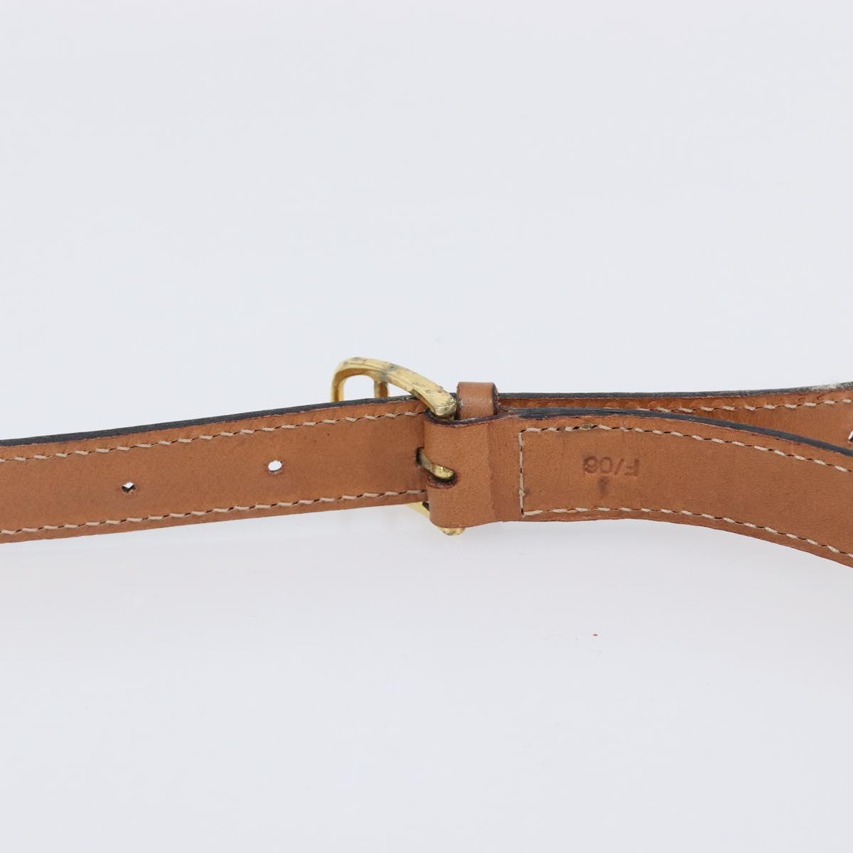CELINE Macadam Shoulder Bag PVC Leather Brown Gold Tone Auth 201403A
