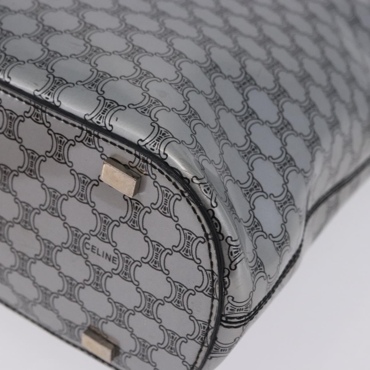 CELINE Macadam Shoulder Bag PVC Leather Silver Black Auth 201404A