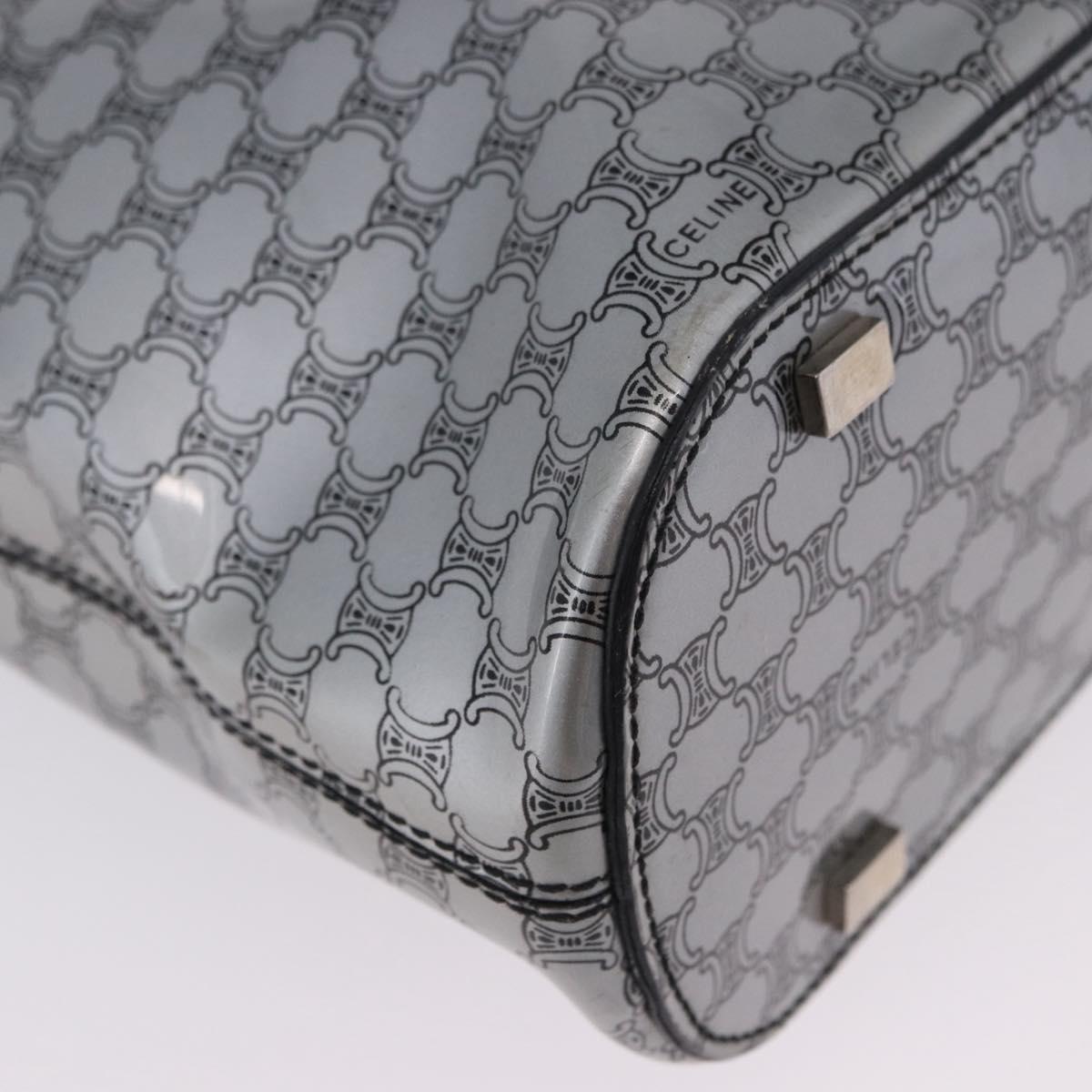 CELINE Macadam Shoulder Bag PVC Leather Silver Black Auth 201404A