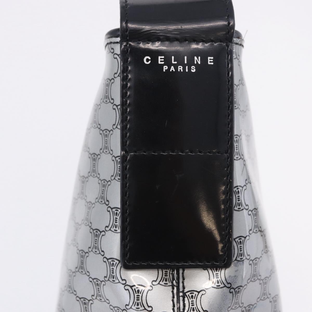 CELINE Macadam Shoulder Bag PVC Leather Silver Black Auth 201404A