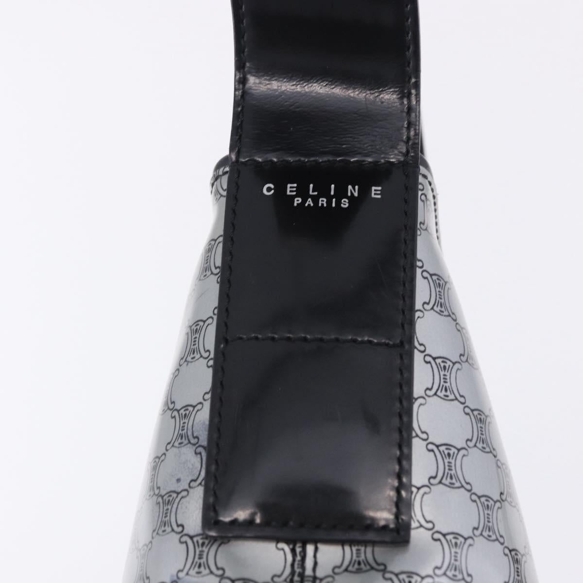 CELINE Macadam Shoulder Bag PVC Leather Silver Black Auth 201404A