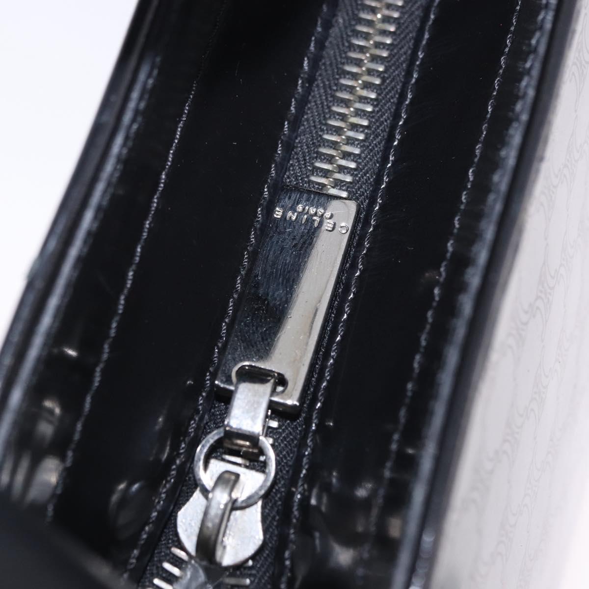 CELINE Macadam Shoulder Bag PVC Leather Silver Black Auth 201404A