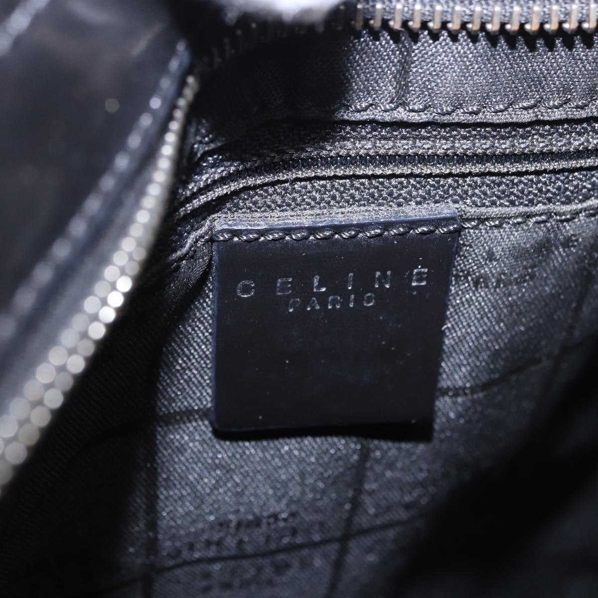 CELINE Macadam Shoulder Bag PVC Leather Silver Black Auth 201404A