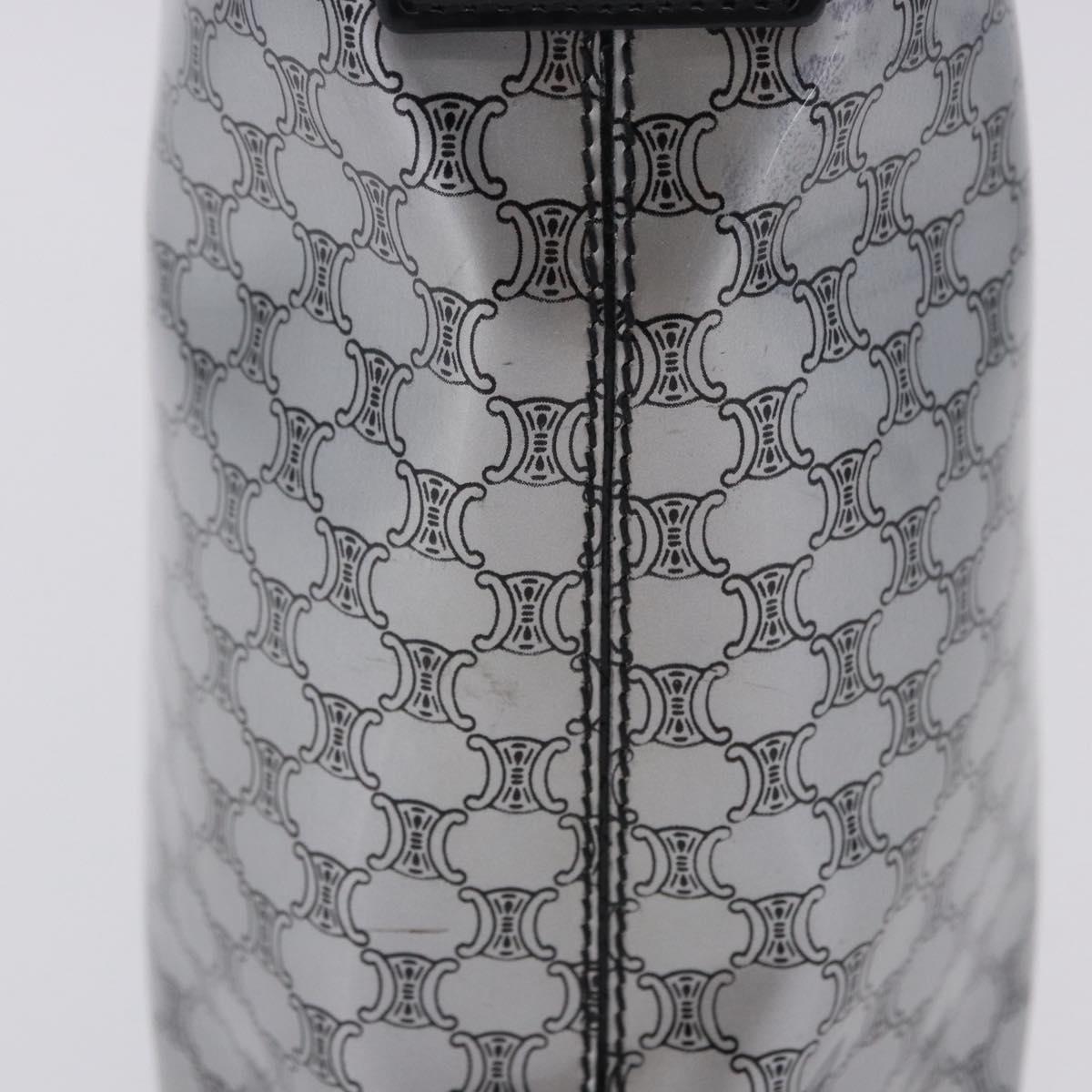 CELINE Macadam Shoulder Bag PVC Leather Silver Black Auth 201404A