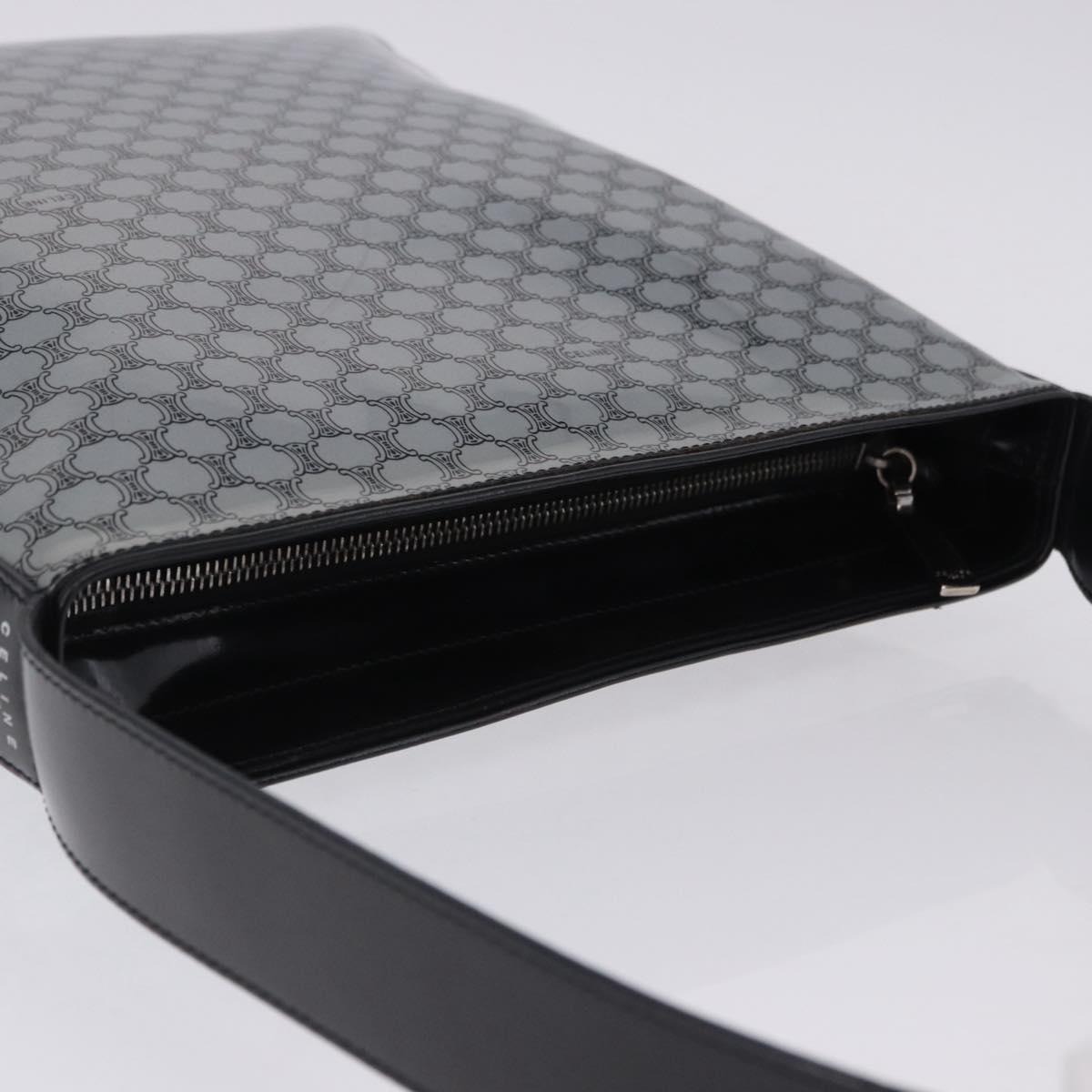 CELINE Macadam Shoulder Bag PVC Leather Silver Black Auth 201404A