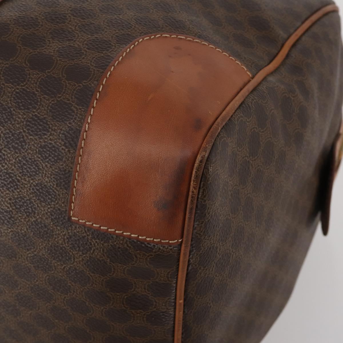 CELINE Macadam Boston Bag PVC Leather Brown Gold Tone Auth 201406