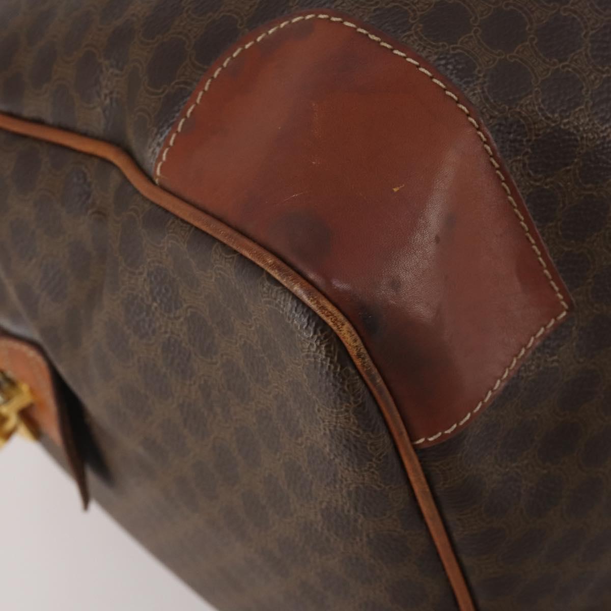 CELINE Macadam Boston Bag PVC Leather Brown Gold Tone Auth 201406