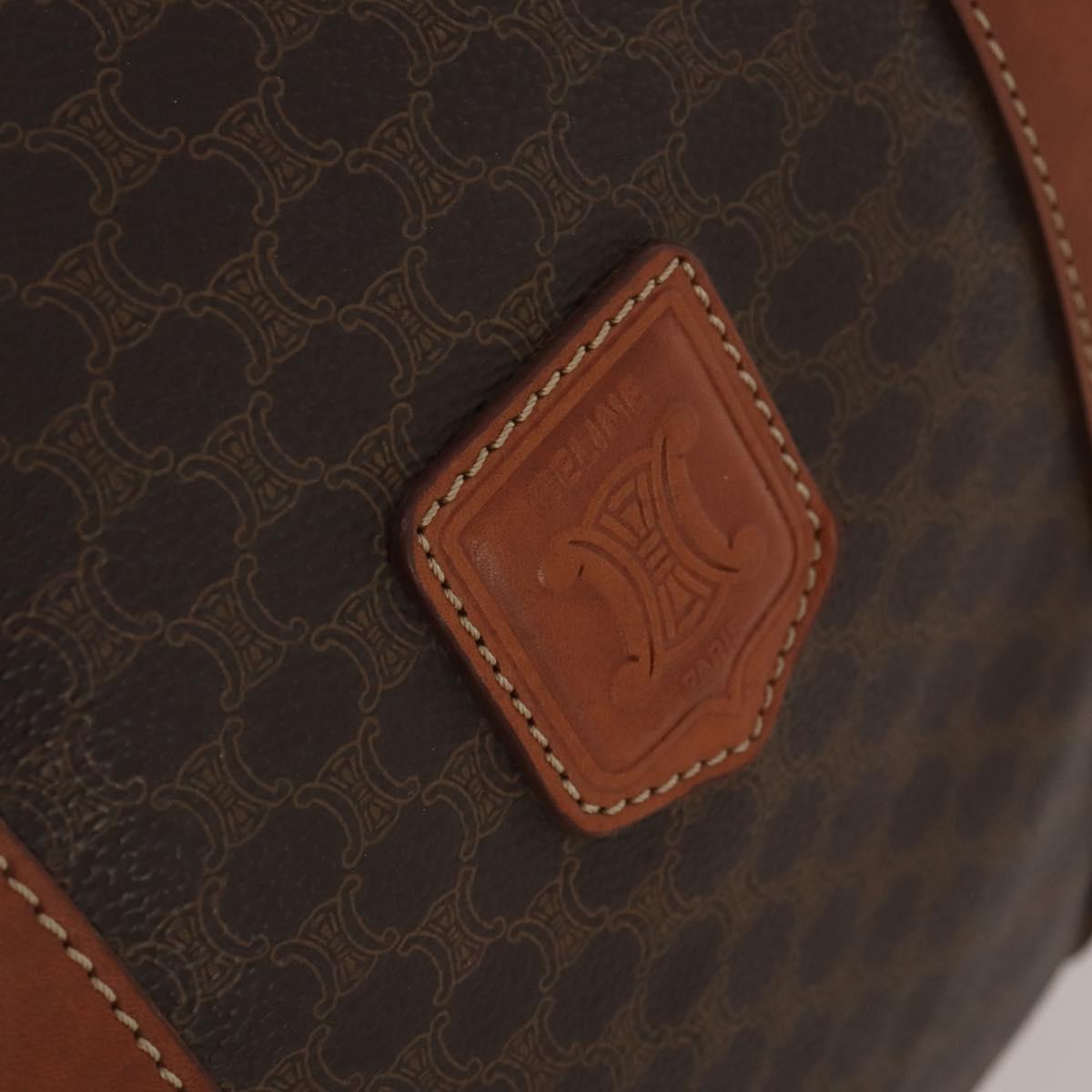 CELINE Macadam Boston Bag PVC Leather Brown Gold Tone Auth 201406