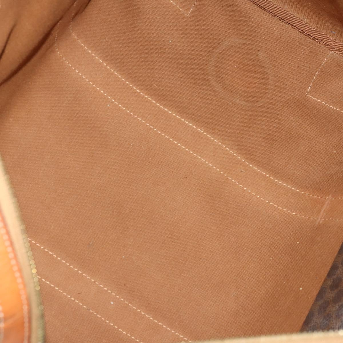 CELINE Macadam Boston Bag PVC Leather Brown Gold Tone Auth 201406