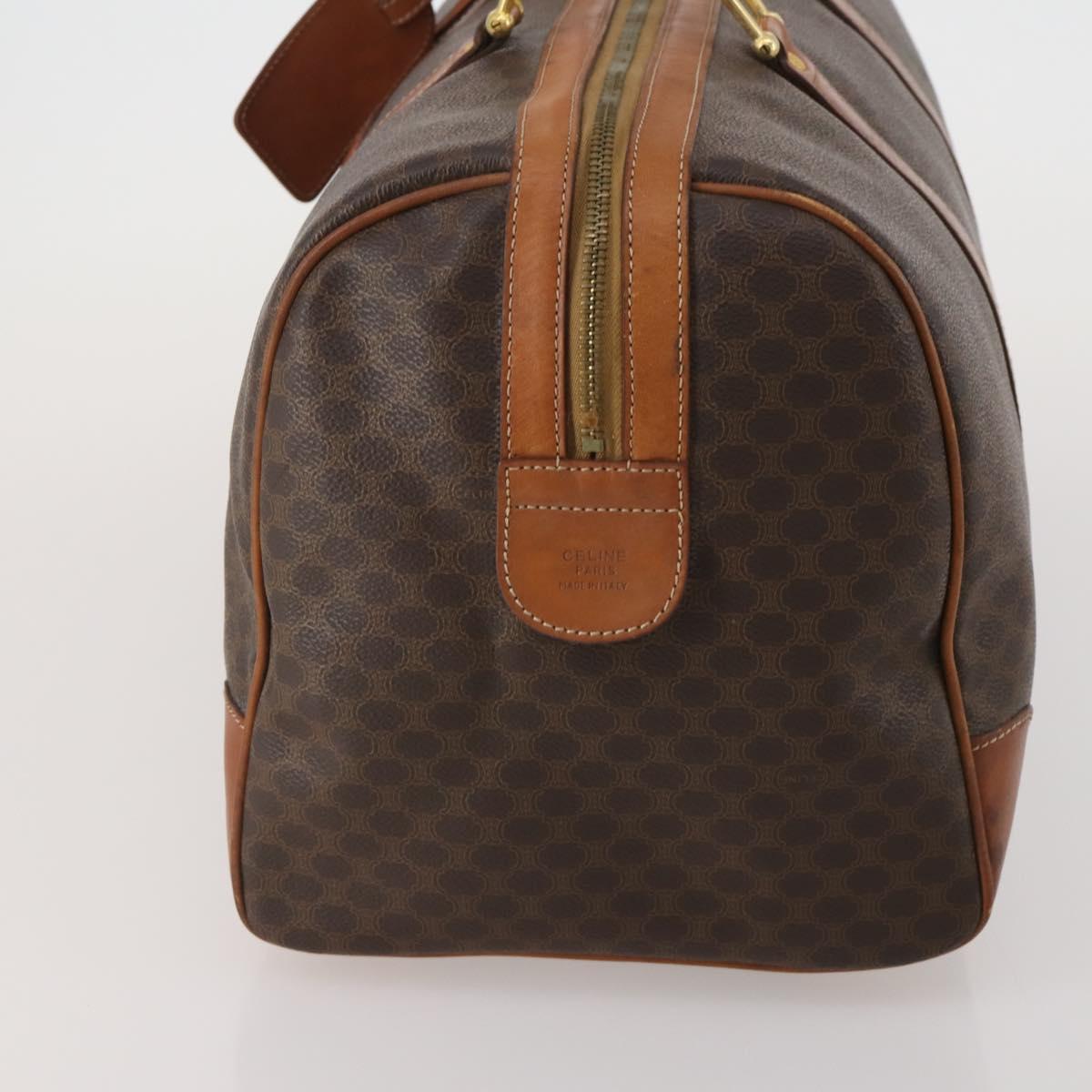 CELINE Macadam Boston Bag PVC Leather Brown Gold Tone Auth 201406