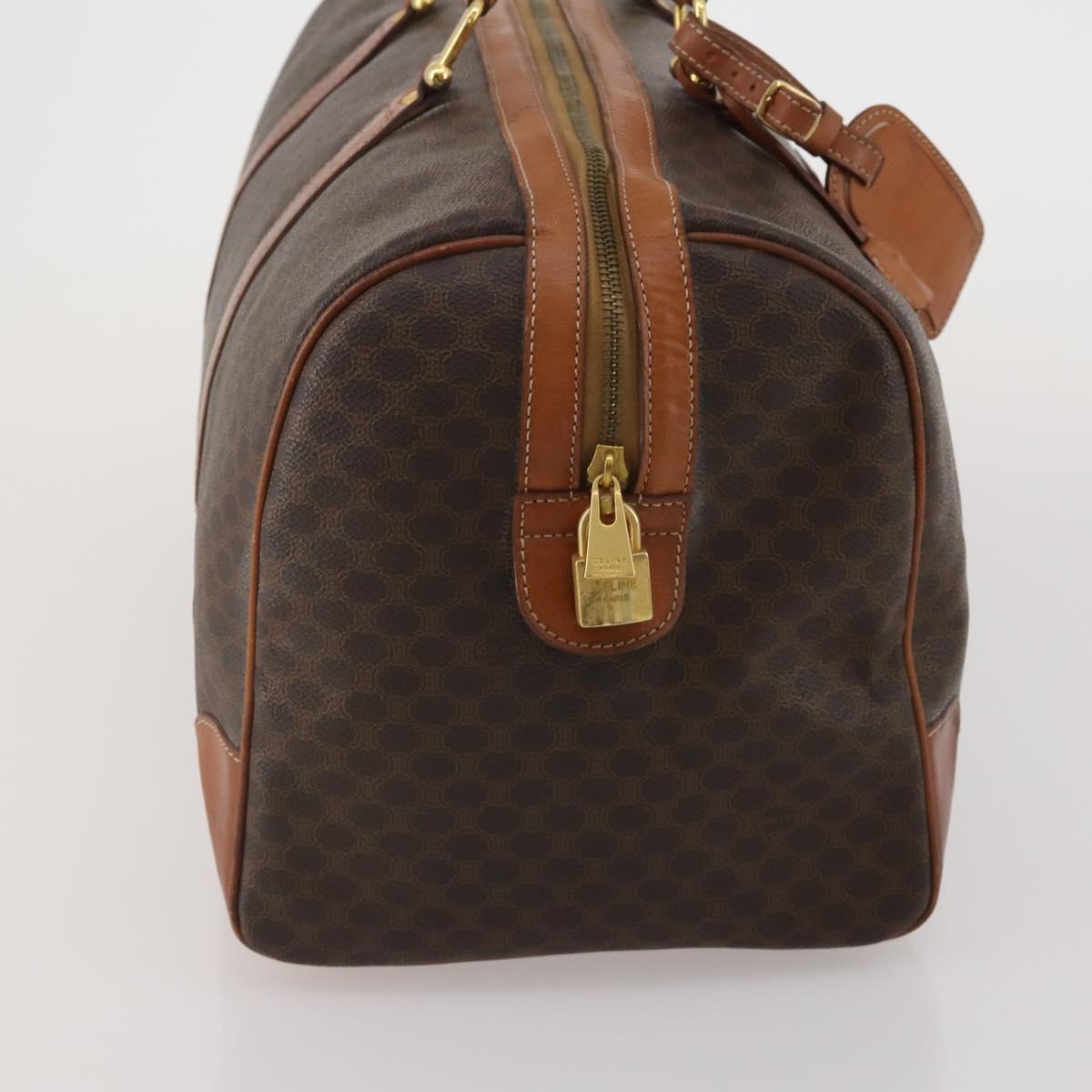 CELINE Macadam Boston Bag PVC Leather Brown Gold Tone Auth 201406
