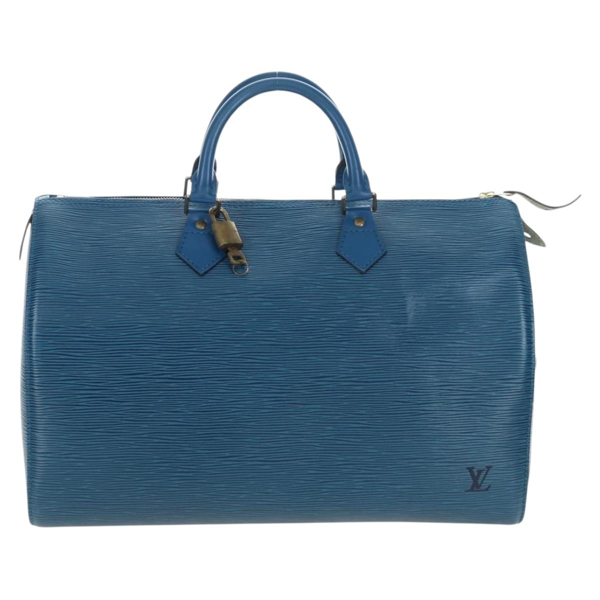 LOUIS VUITTON Epi Speedy 35 Hand Bag Toledo Blue M42995 LV Auth 201415V