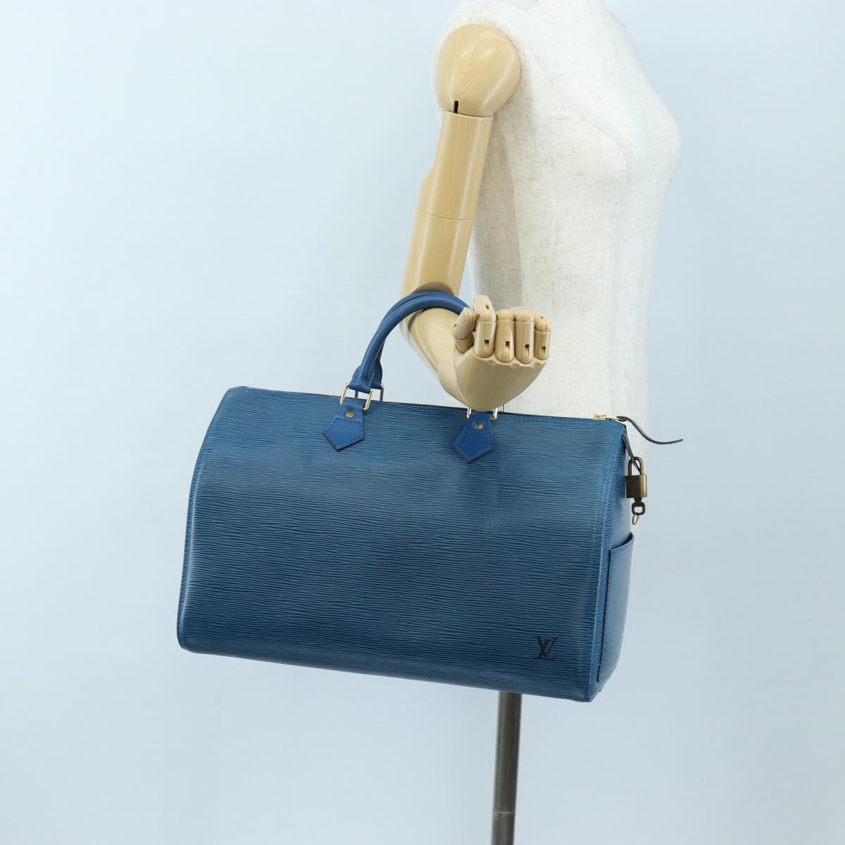 LOUIS VUITTON Epi Speedy 35 Hand Bag Toledo Blue M42995 LV Auth 201415V