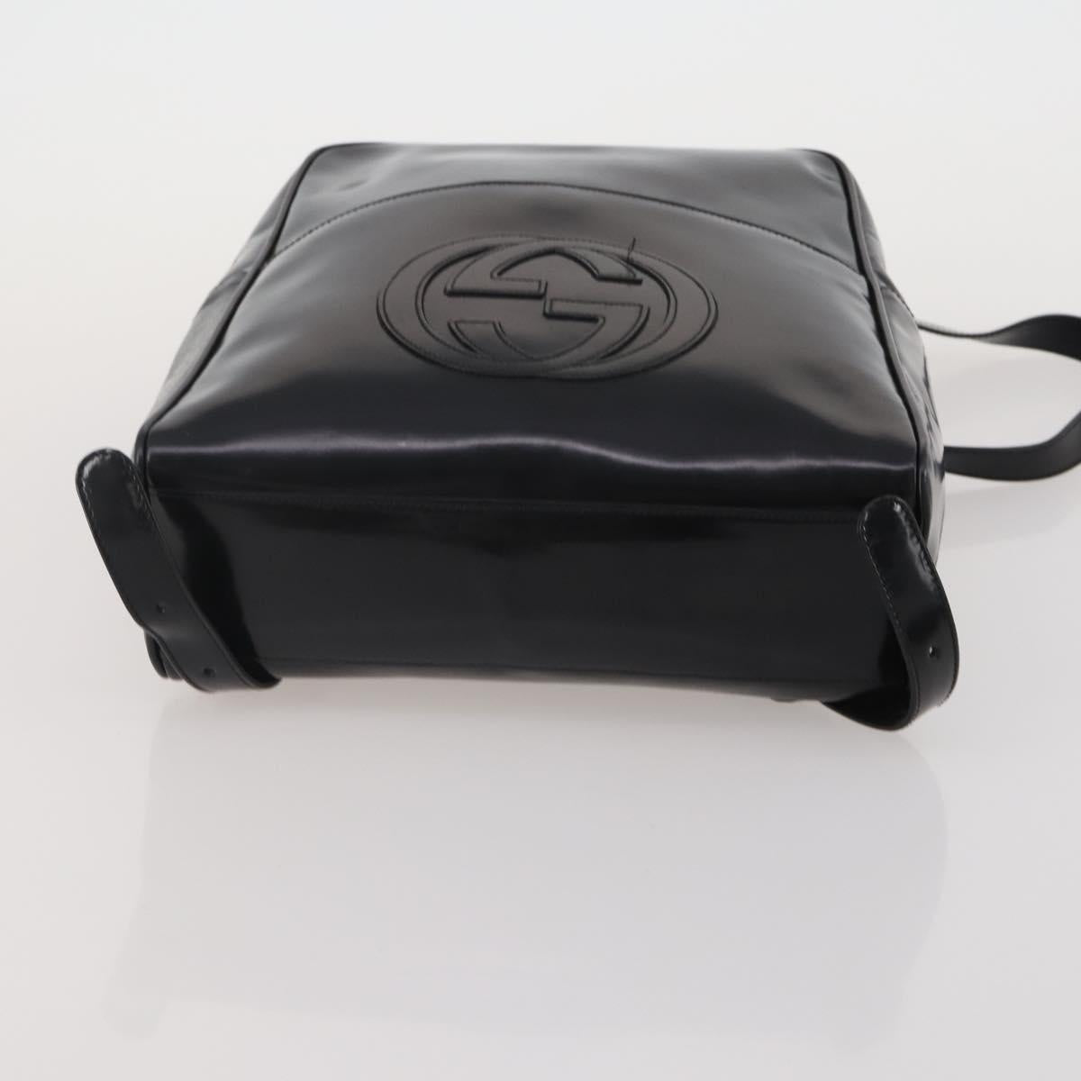 GUCCI Backpack Patent Black Silver Auth 201416