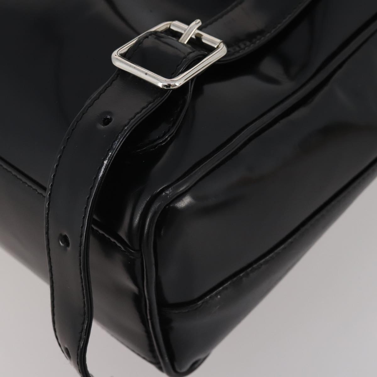 GUCCI Backpack Patent Black Silver Auth 201416